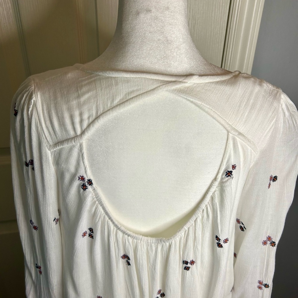 🤩Free People Long Sleeved Fully Lined Midi Dress w/ Floral Embroidery Size M - Picture 6 of 10
